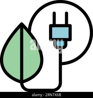 Eco plug energy icon outline vector. Clean ecology. Bio globe color flat Stock Vector