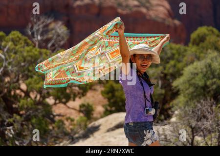 View from the South Rim drive of Canyon De Chelly National Monument on the Navajo Indian Reservation, Arizona Stock Photo