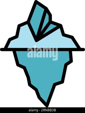 Freeze iceberg icon outline vector. Glacier ice. Water sea color flat Stock Vector
