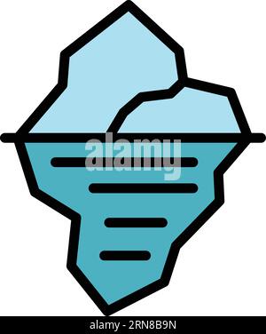 Digital iceberg icon outline vector. Glacier ice. Sea arctic color flat Stock Vector