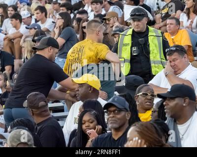 KALAMAZOO, MI - AUGUST 31: A MAC conference replay operator plays air  guitar during the college football game between the Saint Francis Red Flash  and Western Michigan Broncos on August 31, 2023