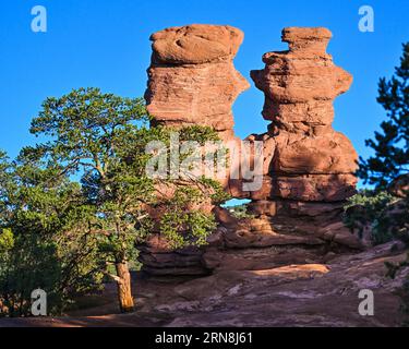 Garden of the Gods Colorado - Colorado Springs State park & National Natural Landmark - previously Red Rock Corral - geological rock formations Stock Photo