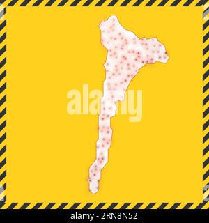 Ko Samet closed - virus danger sign. Lock down island icon. Black striped border around map with virus spread concept. Vector illustration. Stock Vector