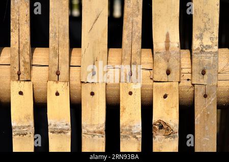 Close-up detail of selective focus bamboo fence Stock Photo