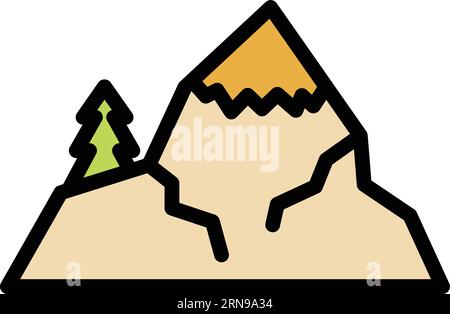 Mountain alaska icon outline vector. Glacier arctic. Ice usa color flat Stock Vector