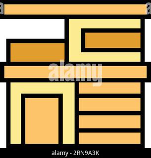 Resort villa icon outline vector. Modern house. Building cottage color flat Stock Vector