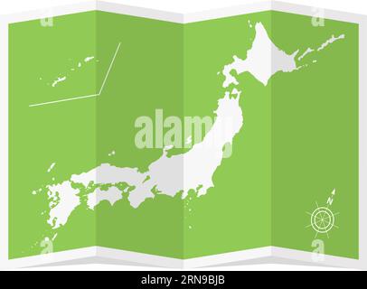 Vector illustration of four-fold Japan map Stock Vector