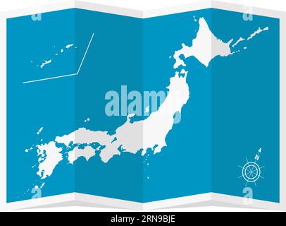 Vector illustration of four-fold Japan map Stock Vector