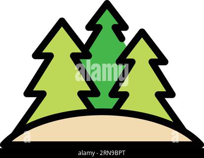 Alaska fir tree icon outline vector. Winter usa. Map eskimo color flat Stock Vector