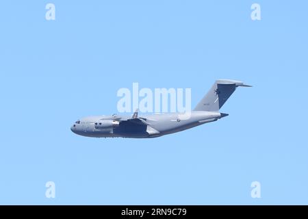 The Royal Australian Air Force aka RAAF practice flypast over the city ...