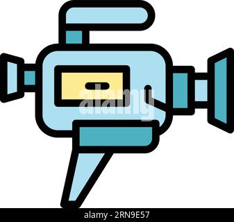Video camera icon outline vector. Tv news. Media studio color flat Stock Vector