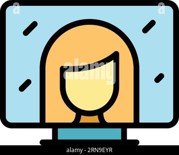 Tv interview icon outline vector. News media. Video talk color flat Stock Vector