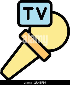 Tv microphone icon outline vector. Media studio. Camera room color flat Stock Vector