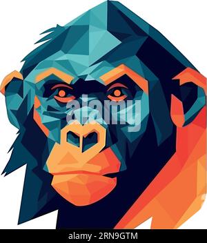 Geometric monkey mascot icon Stock Vector