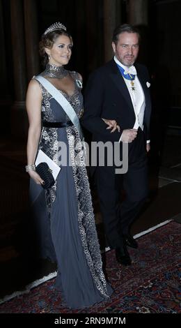 (151211) -- STOCKHOLM, Dec. 11, 2015 -- Sweden s Princess Madeleine and her husband Christopher O Neill attend the royal banquet for Nobel laureates at Royal Palace in Stockholm, Sweden, Dec. 11, 2015. ) SWEDEN-STOCKHOLM-NOBEL-PRIZE-ROYAL-BANQUET YexPingfan PUBLICATIONxNOTxINxCHN   151211 Stockholm DEC 11 2015 Sweden S Princess Madeleine and her Husband Christopher O Neill attend The Royal Banquet for Nobel Laureates AT Royal Palace in Stockholm Sweden DEC 11 2015 Sweden Stockholm Nobel Prize Royal Banquet YexPingfan PUBLICATIONxNOTxINxCHN Stock Photo