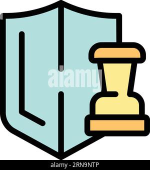 Protect chess icon outline vector. Game board. Pawn competition color flat Stock Vector