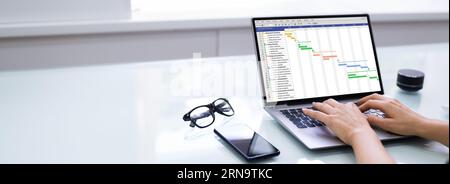 Gantt Gantt Software Project And Digital Agenda Calendar Stock Photo