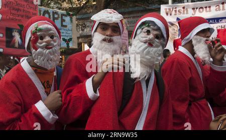 (151220) -- KOLKATA, Dec. 20, 2015 -- Indian youths take part in a Christmas procession for upcoming Christmas in Kolkata, capital of eastern Indian state of West Bengal, Dec. 20, 2015. ) INDIA-KOLKATA-CHRISTMAS PROCESSION TumpaxMondal PUBLICATIONxNOTxINxCHN   151220 Kolkata DEC 20 2015 Indian Youths Take Part in a Christmas Procession for upcoming Christmas in Kolkata Capital of Eastern Indian State of WEST Bengal DEC 20 2015 India Kolkata Christmas Procession TumpaxMondal PUBLICATIONxNOTxINxCHN Stock Photo