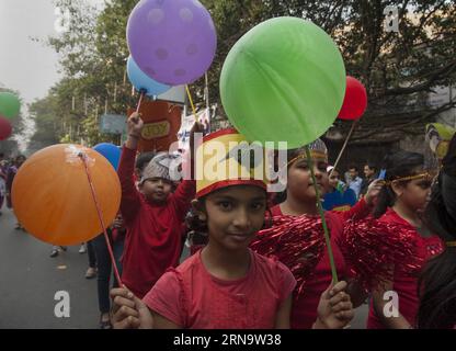 (151220) -- KOLKATA, Dec. 20, 2015 -- Indian children take part in a Christmas procession for upcoming Christmas in Kolkata, capital of eastern Indian state of West Bengal, Dec. 20, 2015. ) INDIA-KOLKATA-CHRISTMAS PROCESSION TumpaxMondal PUBLICATIONxNOTxINxCHN   151220 Kolkata DEC 20 2015 Indian Children Take Part in a Christmas Procession for upcoming Christmas in Kolkata Capital of Eastern Indian State of WEST Bengal DEC 20 2015 India Kolkata Christmas Procession TumpaxMondal PUBLICATIONxNOTxINxCHN Stock Photo