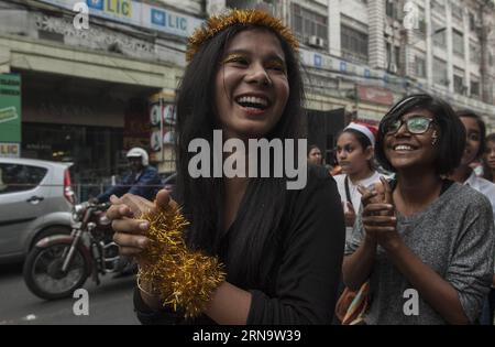 (151220) -- KOLKATA, Dec. 20, 2015 -- Indian youths take part in a Christmas procession for upcoming Christmas in Kolkata, capital of eastern Indian state of West Bengal, Dec. 20, 2015. ) INDIA-KOLKATA-CHRISTMAS PROCESSION TumpaxMondal PUBLICATIONxNOTxINxCHN   151220 Kolkata DEC 20 2015 Indian Youths Take Part in a Christmas Procession for upcoming Christmas in Kolkata Capital of Eastern Indian State of WEST Bengal DEC 20 2015 India Kolkata Christmas Procession TumpaxMondal PUBLICATIONxNOTxINxCHN Stock Photo