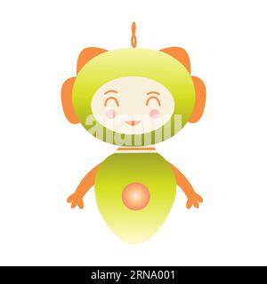 Chatbot or robot smiles affably and ready to help. Virtual assistant, artificial intelligence. Smart assistant in mobile application. Colorful vector Stock Vector