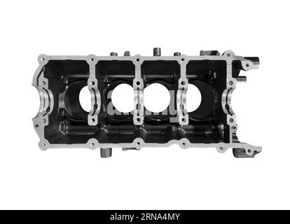 Cylinder block engine isolated on a white background. Block car engine cylinder on a white background. Car parts, top view. Stock Photo