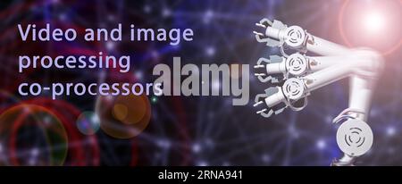Video and image processing co-processors specialized processors that can process video and images in real-time, Stock Photo