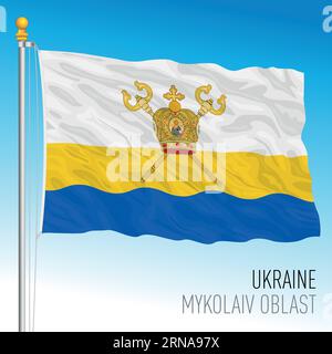 Ukraine, Mykolaiv Oblast waving flag, europe, vector illustration Stock Vector