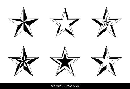 Set of silhouette stars, vector illustration isolated on a white background Stock Vector