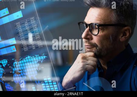 Financial KPI Data Profits Dashboard On Computer Stock Photo