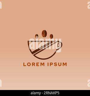 sign or icon of coffe cafe vector illustration with mug and coffe beans shape. coffe shop branding logo, symbol. Stock Vector