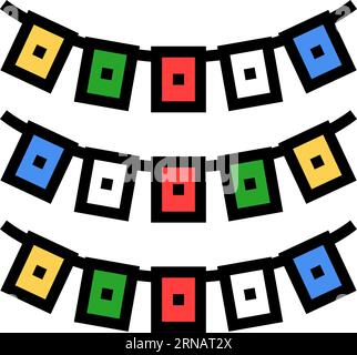 prayer flags buddhism color icon vector illustration Stock Vector