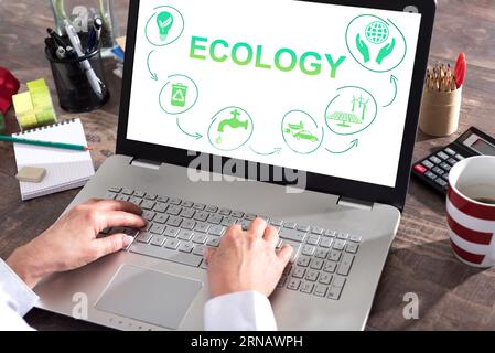 Ecology concept shown on a laptop screen Stock Photo