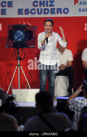 Philippinen: Grace Poe Demonstration in Manila (160209) -- MANILA, Feb. 9, 2016 -- Presidential candidate Senator Grace Poe speaks during her campaign in Manila, the Philippines, Feb. 9, 2016. The 90-day campaign period for the national candidates in the Philippine May elections officially starts Tuesday.) PHILIPPINES-NATIONAL ELECTION-CAMPAIGN RouellexUmali PUBLICATIONxNOTxINxCHN   Philippines Grace Poe Demonstration in Manila  Manila Feb 9 2016 Presidential Candidate Senator Grace Poe Speaks during her Campaign in Manila The Philippines Feb 9 2016 The 90 Day Campaign Period for The National Stock Photo