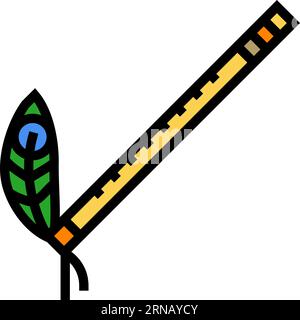 krishna flute hinduism color icon vector illustration Stock Vector