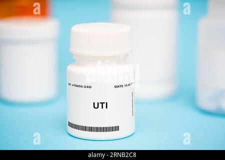 Short for urinary tract infection. Various medications may be used to treat UTIs depending on the specific bacteria causing the infection. Examples in Stock Photo