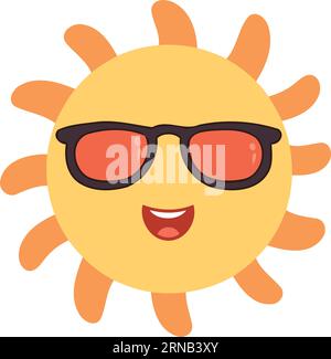 sun character wearing sunglasses minimalistic vector illustration Stock Vector