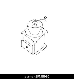 hand drawing coffee grinder manual antique Stock Photo