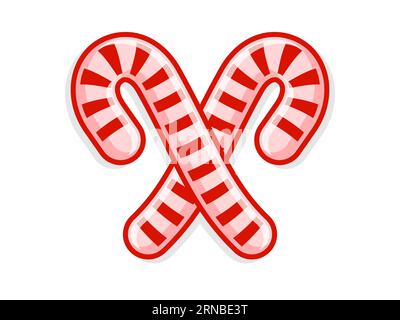 Christmas candy cane. New Year and Christmas decoration symbol. Realistic pair of candy canes on white background. Red and white cane shaped stick Stock Vector