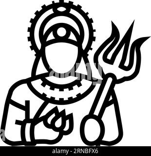 durga trident trishul line icon vector illustration Stock Vector