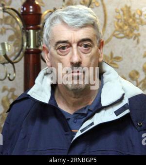 (160306) -- TRIPOLI, March 6, 2016 -- The Italian hostage named Gino Pollicardo is seen in Tripoli, Libya, March 6, 2016. Two Italian nationals kidnapped last July in Libya have been freed, the Italian foreign ministry said in a statement on Friday. Gino Pollicardo, 55, and Filippo Calcagno, 65, were kidnapped in the western port of Mellitah, near the industrial complex owned by Italy s energy giant ENI together with two Italian colleagues. All four were technicians working for the Bonatti construction company. Meanwhile, the two other Italian hostages, Salvatore Failla and Fausto Piano, died Stock Photo