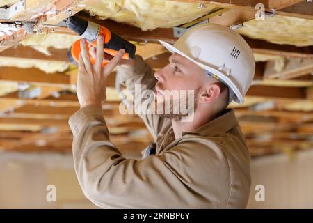 carpenter doing his job Stock Photo