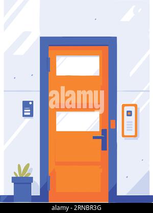 Entrance doors to offices and homes in UX UI flat style isolated on background Stock Vector