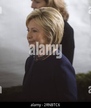 (160311) -- SIMI VALLEY, March 11, 2016 -- Hillary Clinton attends the funeral of former U.S. First Lady Nancy Reagan at the Ronald Reagan Presidential Library in Simi Valley, California, March 11, 2016. Nancy Reagan died of heart failure last Sunday at the age of 94. ) U.S.-CALIFORNIA-SIMI VALLEY-NANCY REAGAN-FUNERAL YangxLei PUBLICATIONxNOTxINxCHN   Simi Valley March 11 2016 Hillary Clinton administration Attends The Funeral of Former U S First Lady Nancy Reagan AT The Ronald Reagan Presidential Library in Simi Valley California March 11 2016 Nancy Reagan died of Heart FAILURE Load Sunday AT Stock Photo