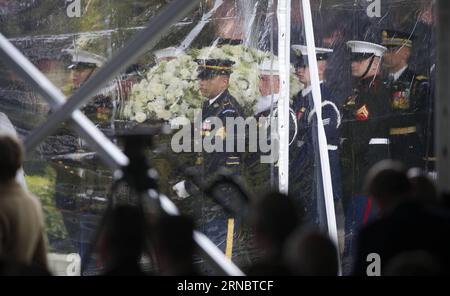 (160311) -- SIMI VALLEY, March 11, 2016 -- Guards of honor carry the casket of former U.S. First Lady Nancy Reagan at the Ronald Reagan Presidential Library in Simi Valley, California, March 11, 2016. Nancy Reagan s funeral was held here on Friday morning. She died of heart failure last Sunday at the age of 94. ) U.S.-CALIFORNIA-SIMI VALLEY-NANCY REAGAN-FUNERAL YangxLei PUBLICATIONxNOTxINxCHN   Simi Valley March 11 2016 Guards of HONOR Carry The casket of Former U S First Lady Nancy Reagan AT The Ronald Reagan Presidential Library in Simi Valley California March 11 2016 Nancy Reagan S Funeral Stock Photo