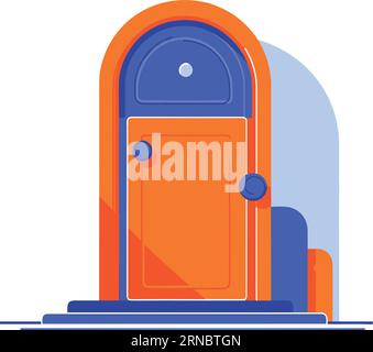 Entrance doors to offices and homes in UX UI flat style isolated on background Stock Vector