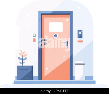 Entrance doors to offices and homes in UX UI flat style isolated on background Stock Vector