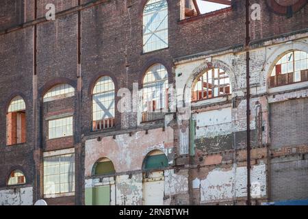 Interior side of disused Lots Road Power Station in Chelsea, London Stock Photo