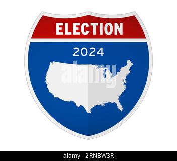 US Election 2024 - Interstate road sign Stock Photo