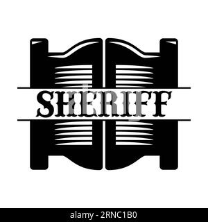 Sheriff western font monogram on white background. Isolated illustration. Stock Photo